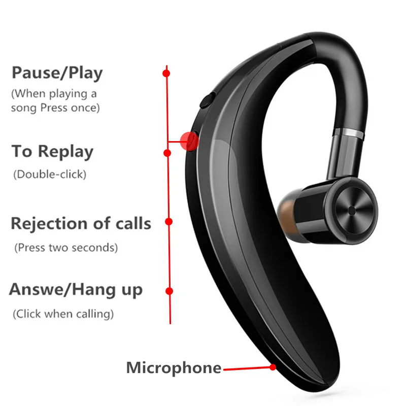 Bluetooth Headset Bluetooth 5 0 Earpiece Handsfree Headphones Mini Wireless Earphone Earbud Earpiece For iPhone xiaomi Samsung