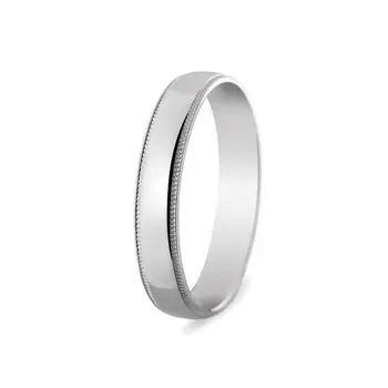 

4 mm white gold glitter alliance with both carved edges.