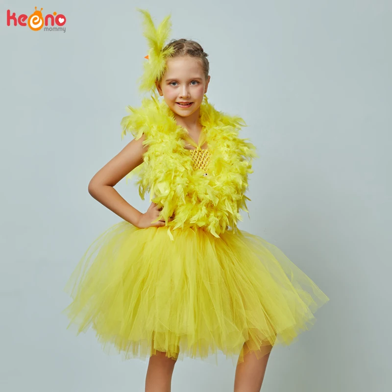 Meditativo medios de comunicación Sentimiento de culpa Vestido amarillo con tutú de pollo para niñas y niños, disfraz de Halloween  con alas de pluma, pastel, foto de aplastamiento, tul|Vestidos| - AliExpress
