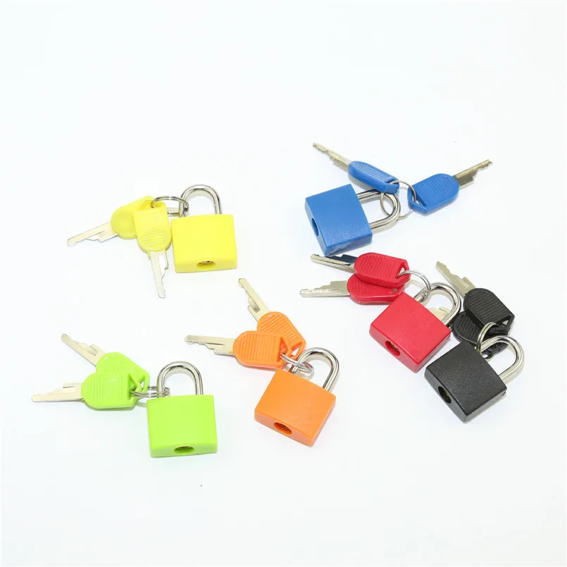 

1PC Small Mini Strong Steel Padlock Travel Suitcase Diary Lock With 2 Keys Colored Plastic Case Padlock Decoration 22.5x30.2mm