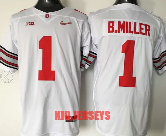 Розовый Сезон, штат Огайо Buckeyes#1 B. MILLER 4 цвета Молодежный детский трикотаж - Цвет: Розовый