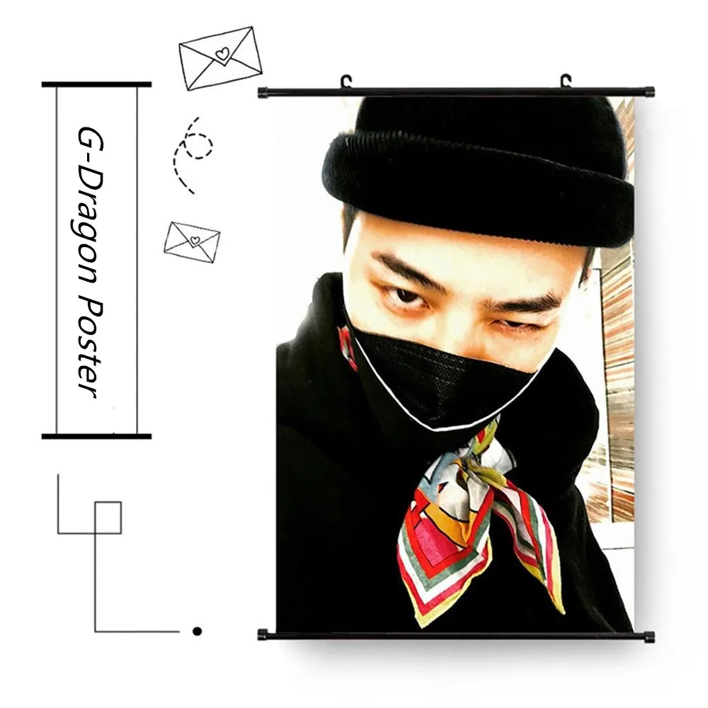 Bigbang G-dragon персональная тканевая фото картина Kpop Kwon Ji Yong настенный Свиток Плакат висячая картина для дома декоративная - Цвет: B