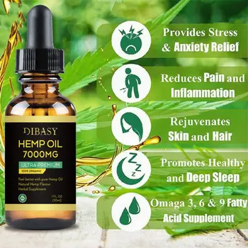 

Hemp Oil for Pain Relief Anxiety Sleep Immune System Support Natural Organic Hemp Seed Herbal Supplements Tincture Oil Drops