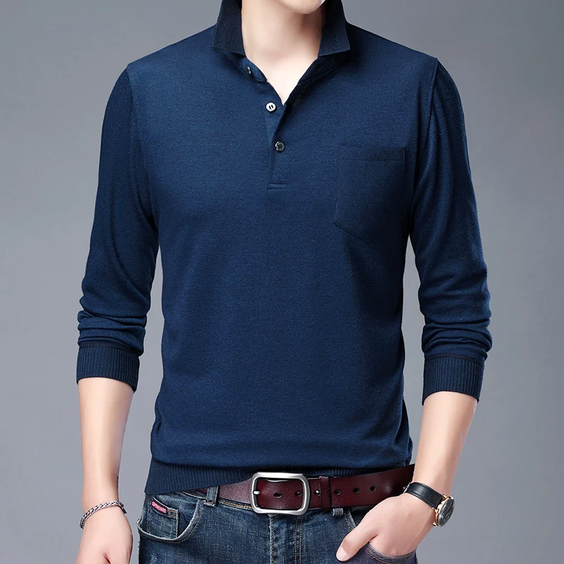 Рубашка поло мужская с длинным рукавом модная брендовая дизайнерская блуза