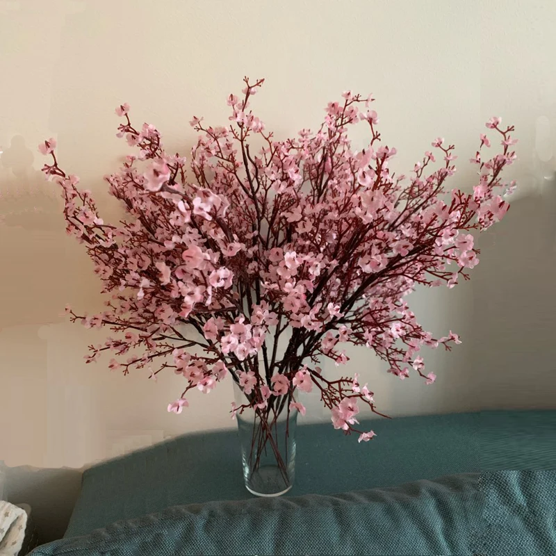 Artificial Cherry Spring Plum Peach Blossom Branch Flowers Tree Modern Decor EAX