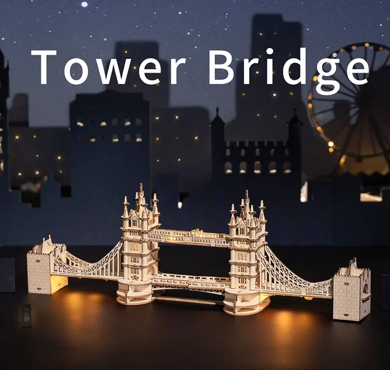 3D Wooden Puzzle Game Big Ben Tower Bridge Pagoda Building Model