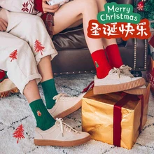 Рождественский подарок, осенне-зимние мужские теплые рождественские носки средней длины из хлопка, женские длинные Мультяшные короткие носки, 4 пары
