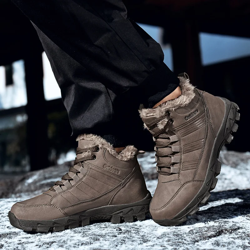 Очень теплые мужские ботинки зимние ботинки мужские водонепроницаемые резиновые плюшевые зимние ботинки мужские ботильоны в стиле ретро; зимняя обувь; большие размеры 47-48