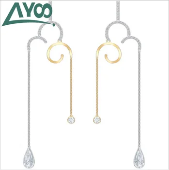 

AYOO High Quality 1:1 SWA Women's Austrian Crystal Cloud Earrings Asymmetric Long Earrings Jewelry Ms. Gifts