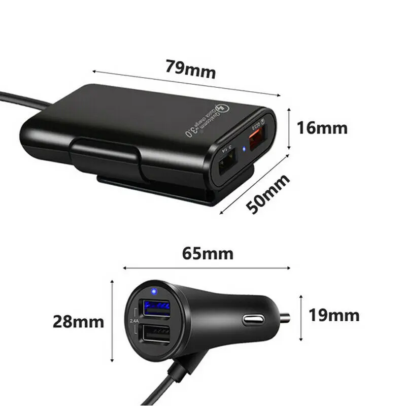 4 Порты и разъёмы USB шины для легковых автомобилей Зарядное устройство расширения usb-хаб переднее и заднее сиденье для мобильного телефона MP3 MP4 цифровой Камера