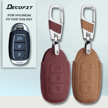 

Genuine Leather Car Key Cover for Hyundai Accent Santa Fe Verna i30 Ix35 Solaris Azera Elantra Grandeur Keychain Keyless Case