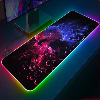

Re Zero Gaming Computer Mousepad RGB Large Anime Mouse Pad Gamer XXL Mouse Carpet Big Mausepad LED PC Desk Play Mat with Backlit