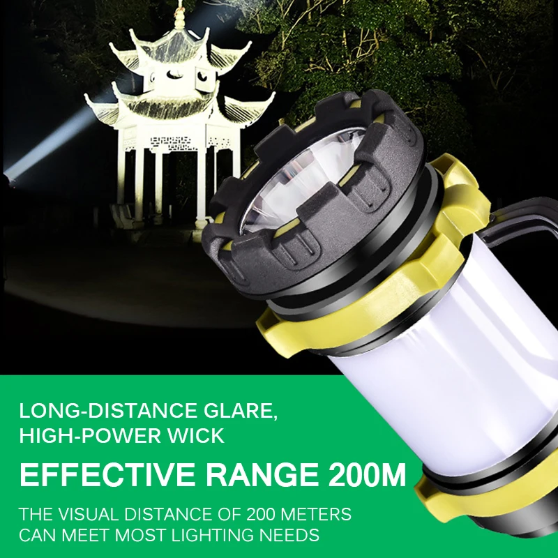 

Camp Lamp LED Camping Light USB Rechargeable Flashlight Dimmable Spotlight Work Light Waterproof Searchlight Emergency Torch