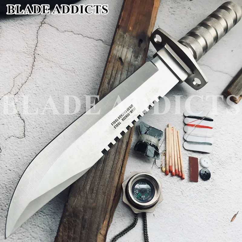 HEAVY DUTY Tactical Hunting Multi Tool Military Jungle Camp Fishing Survival Kit Outdoor Combat Fixed Blade Bowie Knife W/SHEATH|Knives| - AliExpress