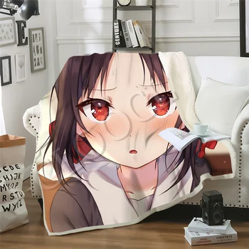 

CLOOCL Anime Kaguya Sama Love Is War Band Warm Plush Blanket 3D Print Soft Blanket Bed Travel Decorative Sofa Two-layer Quilt
