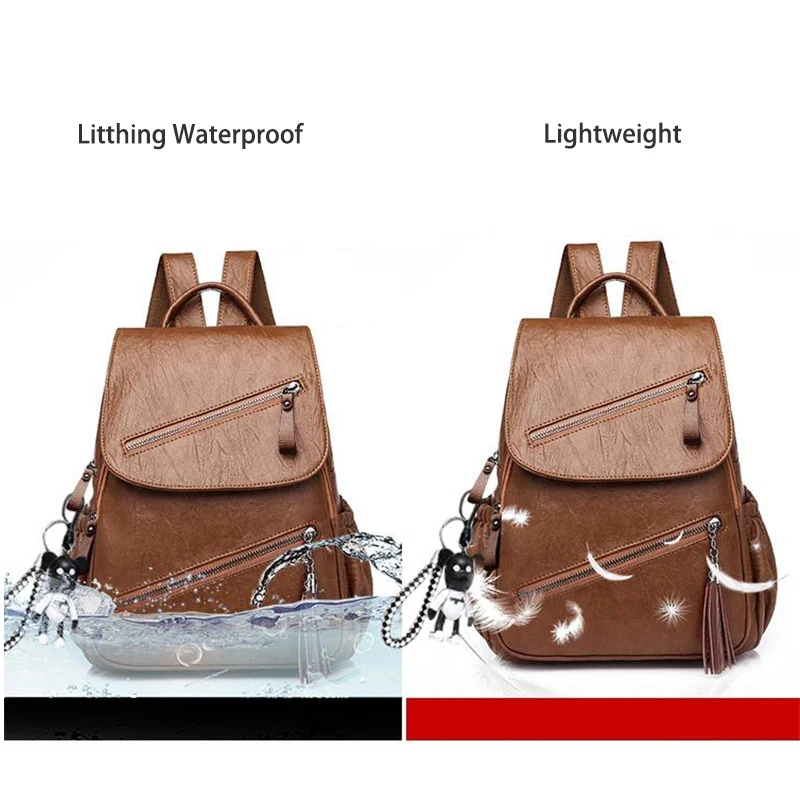 Женский рюкзак из искусственной кожи с кисточками, водонепроницаемый винтажный рюкзак для женщин черного и коричневого цвета, молодежный рюкзак высокого качества