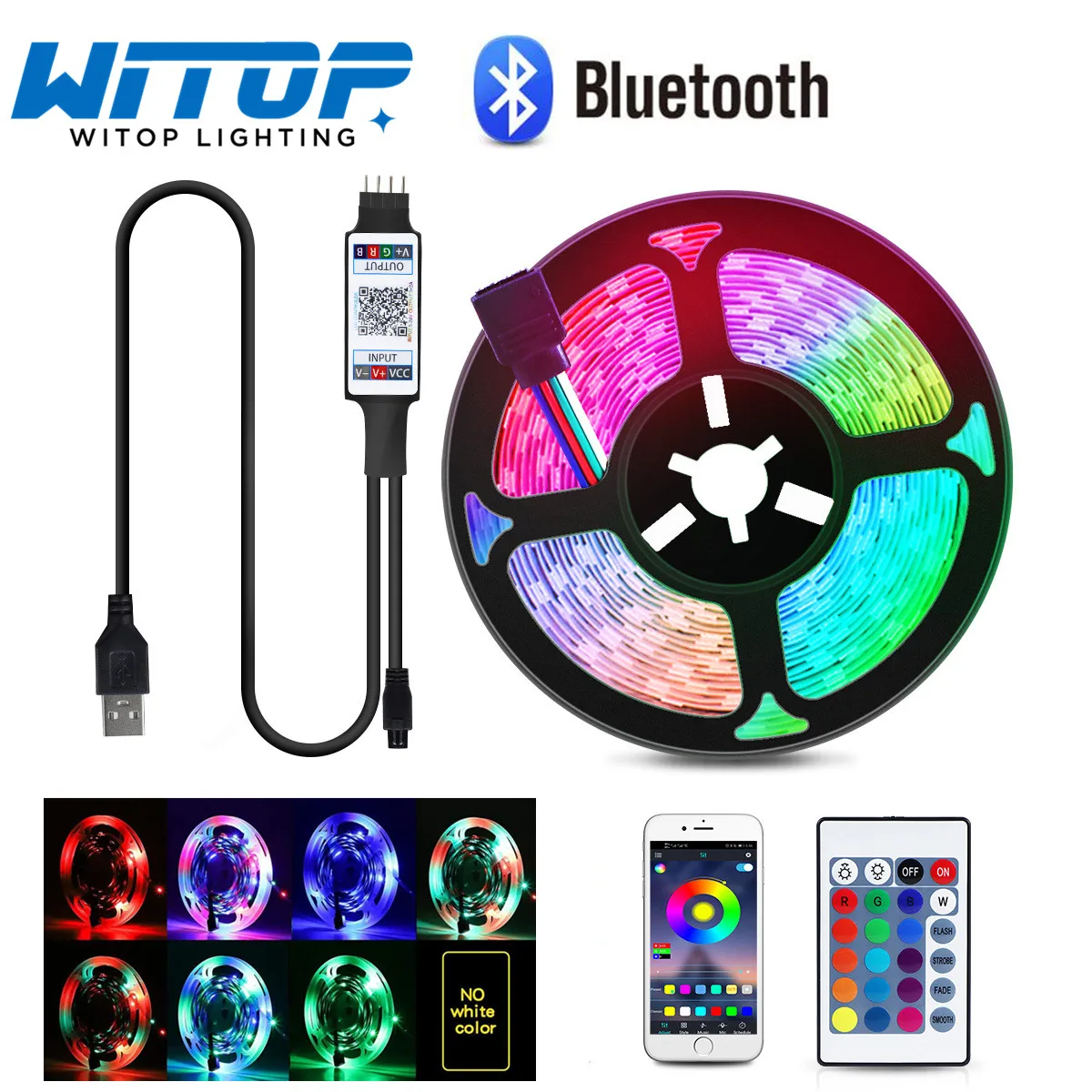 Bluetooth LED Luces de tira de cinta 1M 2M 3M 4M 5M RGB 2835 SMD Luces cinta Flexible NO impermeable TV cinta de fondo de DC5V