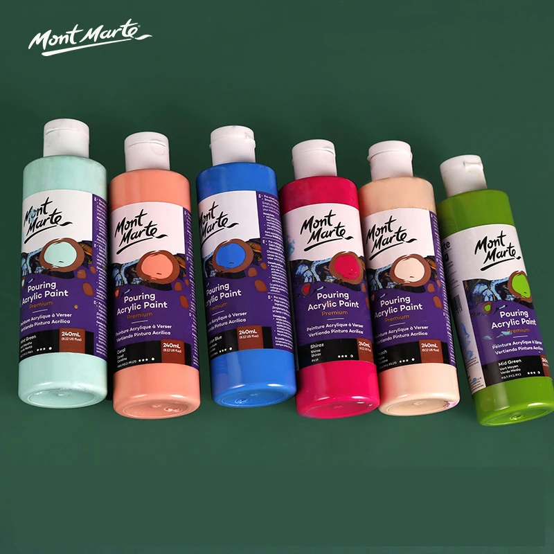 Mont Marte Premium Pouring Acrylic Paint 240ml Pre-Mixed Fluid Acrylic  Paints For Canvas Wood Fabric Drawing For Artist DIY - AliExpress