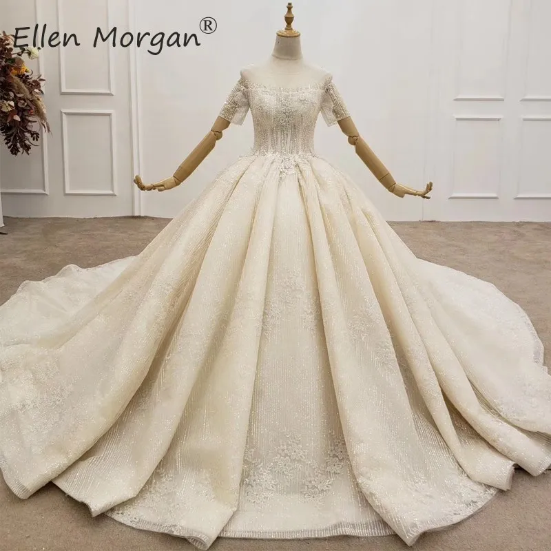 Блестящие Бальные платья с коротким рукавом свадебные для женщин сделанные на