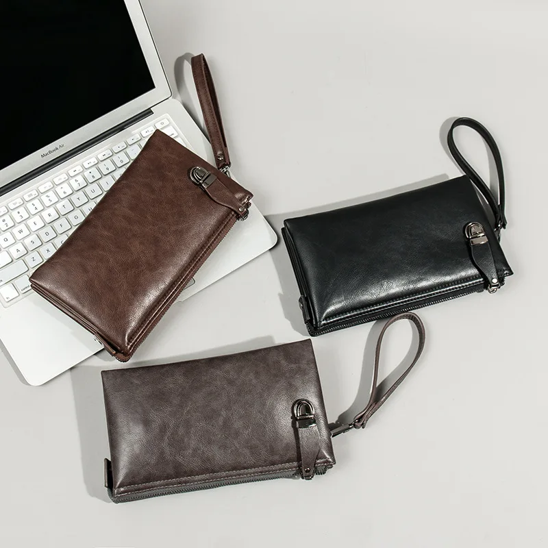 

Men Wallets Long Zipper Coin Purse for Men Clutch Business Male Wallet Zipper Vintage Designer Large Wallet Purse Money Bag 2019