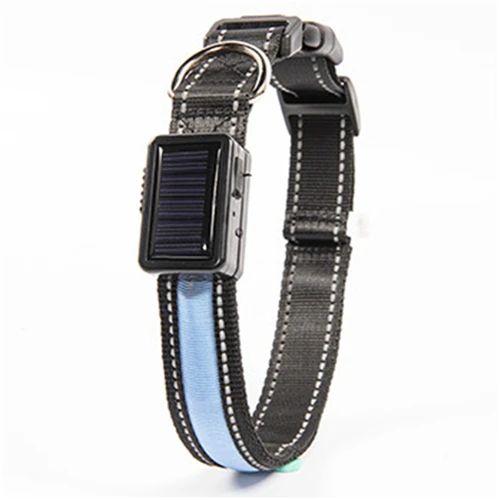 Синий Водонепроницаемый ошейник для собак и кошек шейный поводок светодиодный загорается нейлоновый поводок для домашних животных безопасный ремень регулируемый поводок Универсальный светоотражающий, Светящийся Пояс в полоск - Цвет: Синий