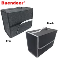 Buendeer 35x30x20 см органайзер для багажника автомобиля Складная войлочная сумка для хранения Нескользящая противопожарная автомобильная сумка для багажника для продуктов Органайзер серый/черный