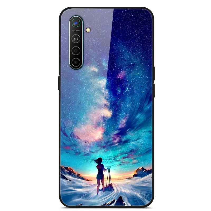 Для OPPO Realme X2 чехол с милым рисунком стекло Жесткий задняя обложка чехлы для OPPO Realme XT чехол RealmeXT Мягкий Бампер RealmeX2 X 2 funda - Цвет: 19