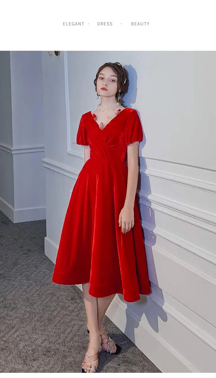 SSYFashion Новое красное вечернее платье русалки, зимнее винтажное велюровое тонкое платье с коротким шлейфом, Длинные вечерние платья для выпускного вечера, Vestidos De Noche