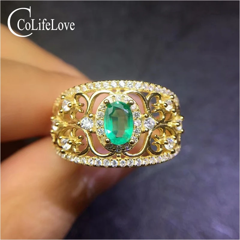CoLife Jewelry Vintage 925 Silver Emerald Ring 4*6mm 100% Natural Sterling Girl Gift | Украшения и аксессуары