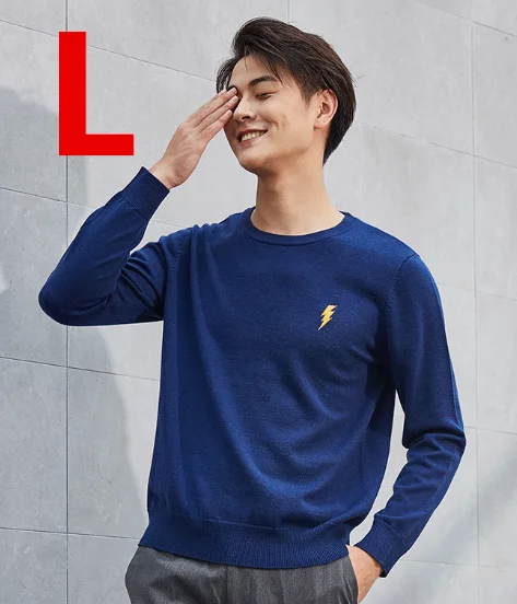 Navy blue L XiaoMi PROEASE трикотажная рубашка с круглым вырезом мужские мягкие удобные теплые три-Ди мужские Необычные Модные свитера с вышивкой - Цвет: Navy blue L