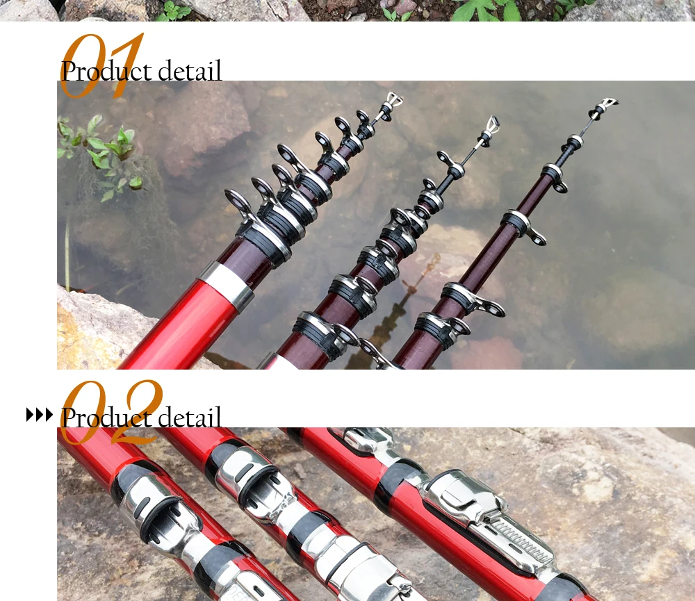 Дизайн, красная Рок удочка для рыбалки, тянущаяся рука, углеродное волокно, спиннинг, телескопические удочки