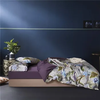 

King Queen Twin size Vintage Floral Leaves Duvet Cover set Luxury Soft Silky Egyptian Cotton Bedding set Bed sheet Quilt Cover