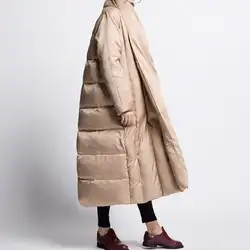 7XL 8XL плюс размер модный бренд 90% утиный пух пальто 2018 женский зимний пуховик X-longer толстый теплый пуховик wj1535