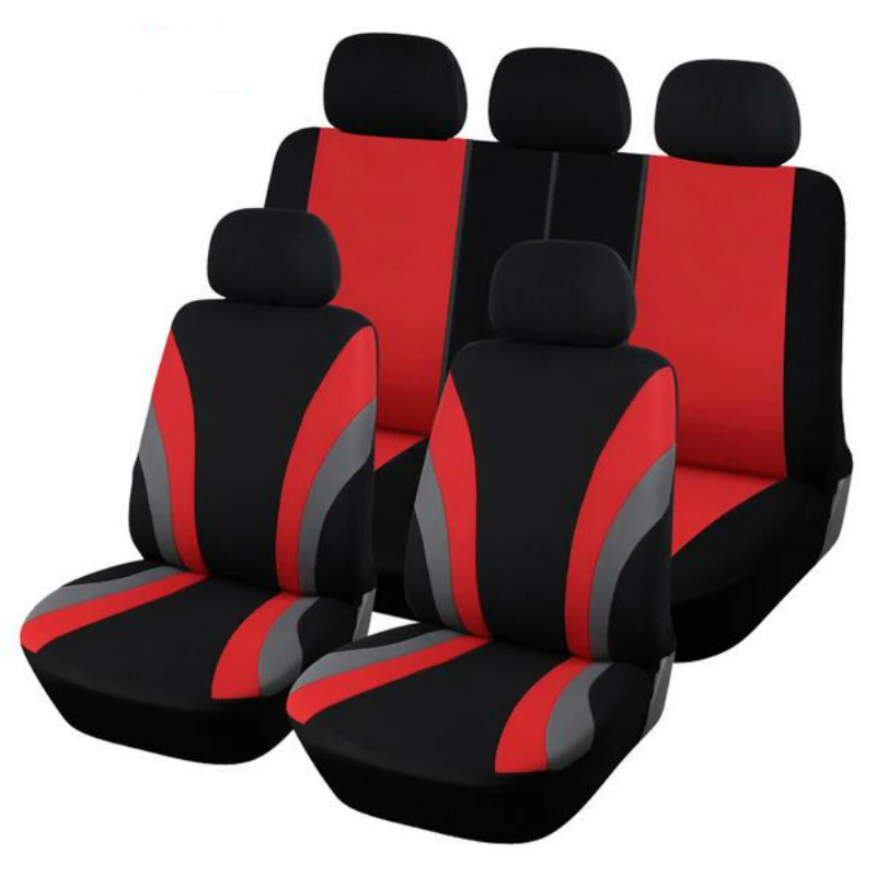 

Car Seat Covers compatible airbag Universal Fit Front Rear Seat Full Cover Interior Accessories New red for kia honda Ford Alfa