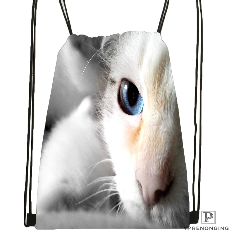Custom Blue Eye Honeyed Рот Кошка походная сумка на шнурке милый рюкзак для детей(черная спина) 31x40 см#180531-04-36