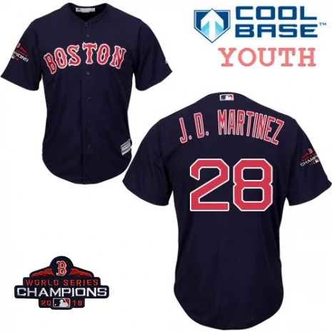 Youth Молодежные Дети Boston J. D. Martinez Red Sox Scarlet команда чемпионов мира с логотипом игрока красные майки - Цвет: Youth