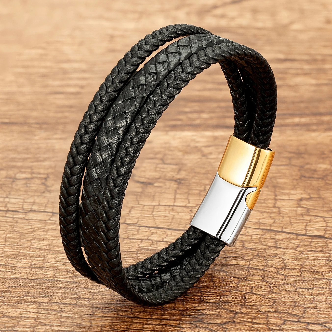 Vintage Brown Black Rope Chain Multilayer Leather Bracelet Men's Jewelry Stainless Steel Clasp Braided Wrap Bracelets For Women - Image 3