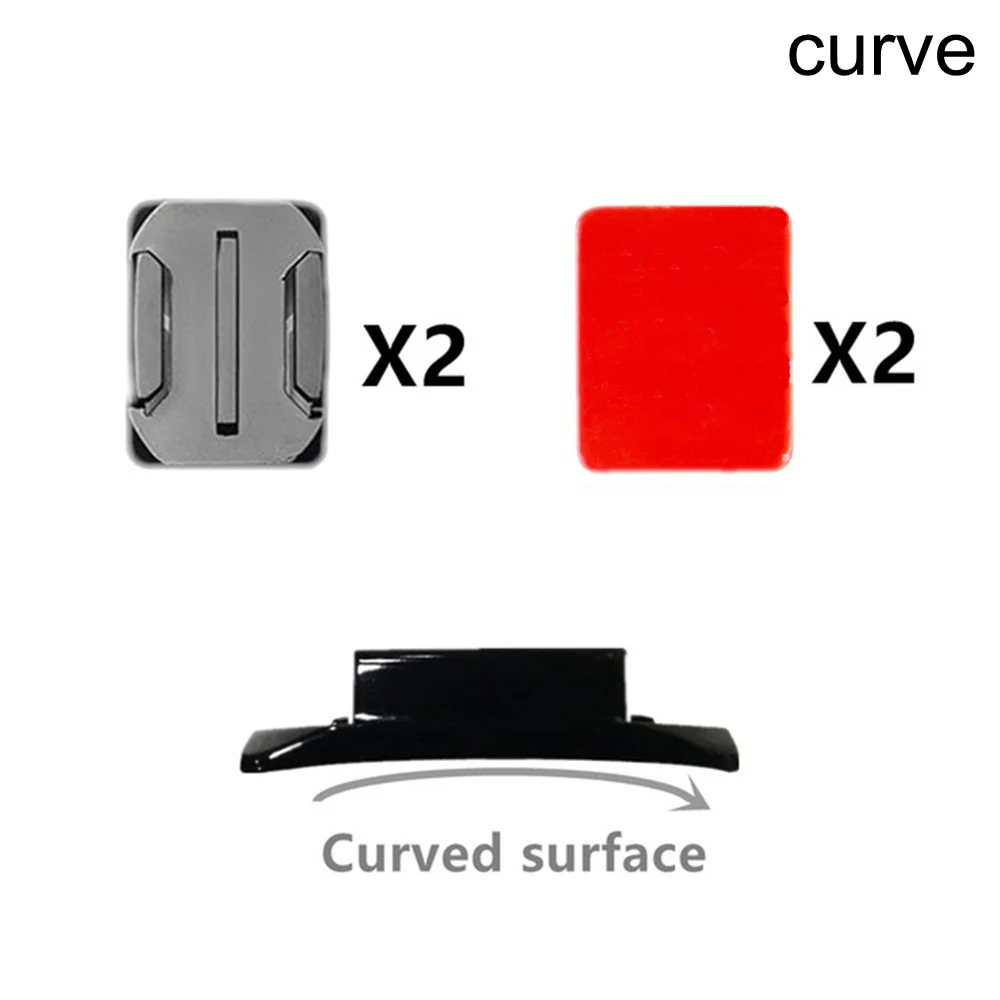 Клейкая наклейка накладка плоские Изогнутые Крепления липкие накладки для Xiaomi Yi GoPro Hero 4K камера шлем коврик Спортивная камера аксессуары база - Цвет: 2pcs curve