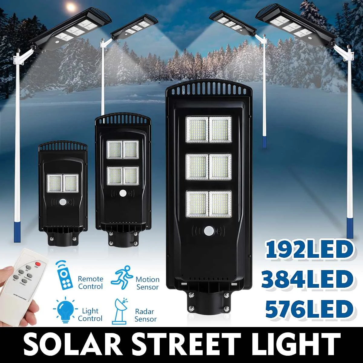 

200W 300W 450W LED Solar Street Light with Remote Control PIR Motion Sensor Outdoor Garden Industrial Security Wall Lamp