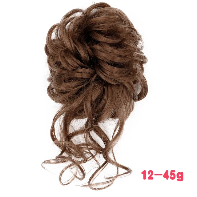 MERISIHAIR Synthetic Girls Curly Scrunchie Chignon With Rubber Band Brown Gray Hair Ring Wrap On Messy Bun Ponytails M-12