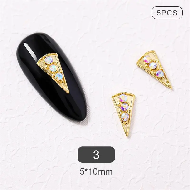 5 Pcs/ set 3D Gold Color Metal Nail Rivet Studs Mixed Shape Nail Art Rhinestones UV Gel Nails Decoration for Nail Designs - Color: Pattern-3
