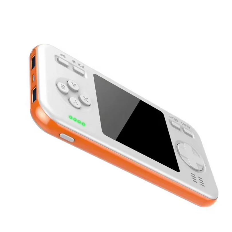 Встроенный аккумулятор 416 Games wth 8000 mAh, внешний аккумулятор, ретро портативная игровая приставка, 2,8 дюймов, цветной ЖК-дисплей, игровой геймпад - Цвет: White Orange