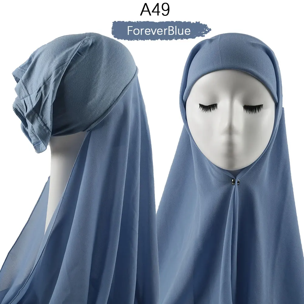 Women Muslim Instant Chiffon Hijab With Cap Underscarf Bonnet HIjabs  Scarf Islam Headscarf Headwrap Turbante