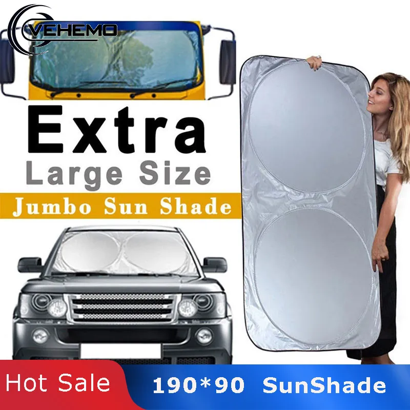 Vehemo 190*90 автомобильный солнцезащитный козырек для автомобиля, солнцезащитный козырек, большие оконные чехлы на лобовое стекло, защитный блок, прочный, открытый, складной, Coche SUV