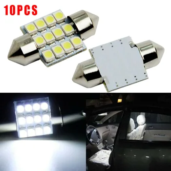 

New Arrival High Quality 10 PCS 31mm 1210 12SMD LED Car Interior Festoon Dome Bulb Lamp Light 12V WHITE