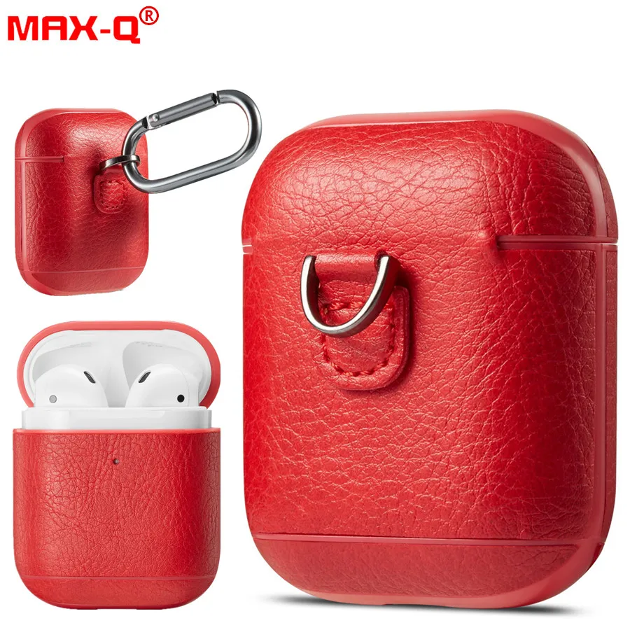 

For Airpods 1 2 Case Litchi pu Leather Pattern TPU Bluetooth Wireless Earphone Protective Skin Case For Airpods Charging Box
