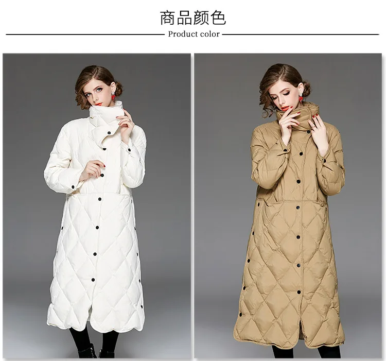 WOMEN'S down Jacket New Style Mid-length Europe And America Fashion Large Size Thick Fold-down Collar ya rong fu Coat