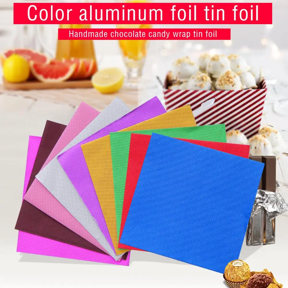 100pcs Christmas Candy Wrappers Chocolate Wrappers Color Aluminum Foil Chocolate Packaging Tin Foil Food Tea Packaging