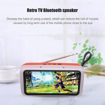 

Multi-function TVs Shaped Wireless Stereo Phone Holder Stand Bluetooth Speaker Portable Practical Mini Photo-frame DNJ99