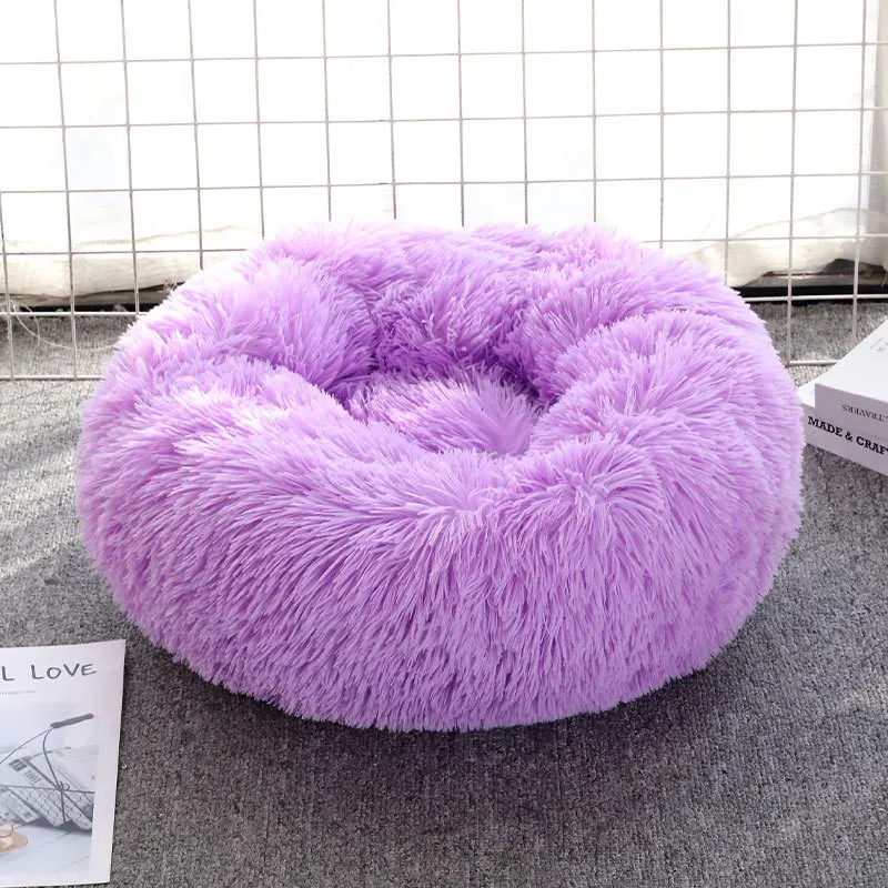 Removable Donut Dog Bed Plush Pet Kennel Round Cat Bed Winter Warm Sleeping Beds Lounger House for Medium Large Dogs Washable
